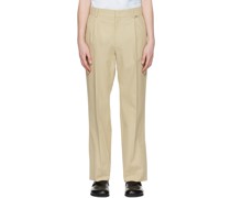 Beige Button Trousers