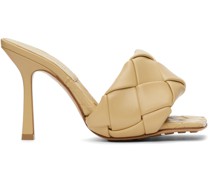 Beige Intrecciato Lido Heeled Sandals