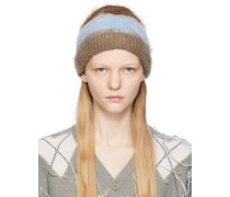 Brown & Blue Fuzzy Beanie