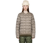 Taupe Crewneck Down Jacket