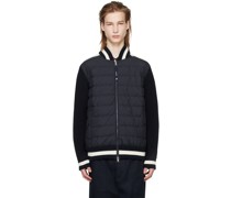 Navy Quilted Down Cardigan