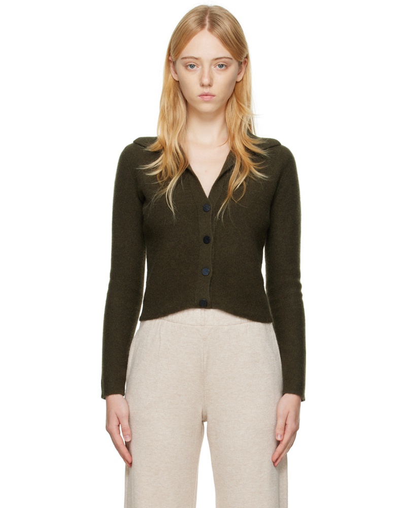 Vince Damen Green Polo Cardigan