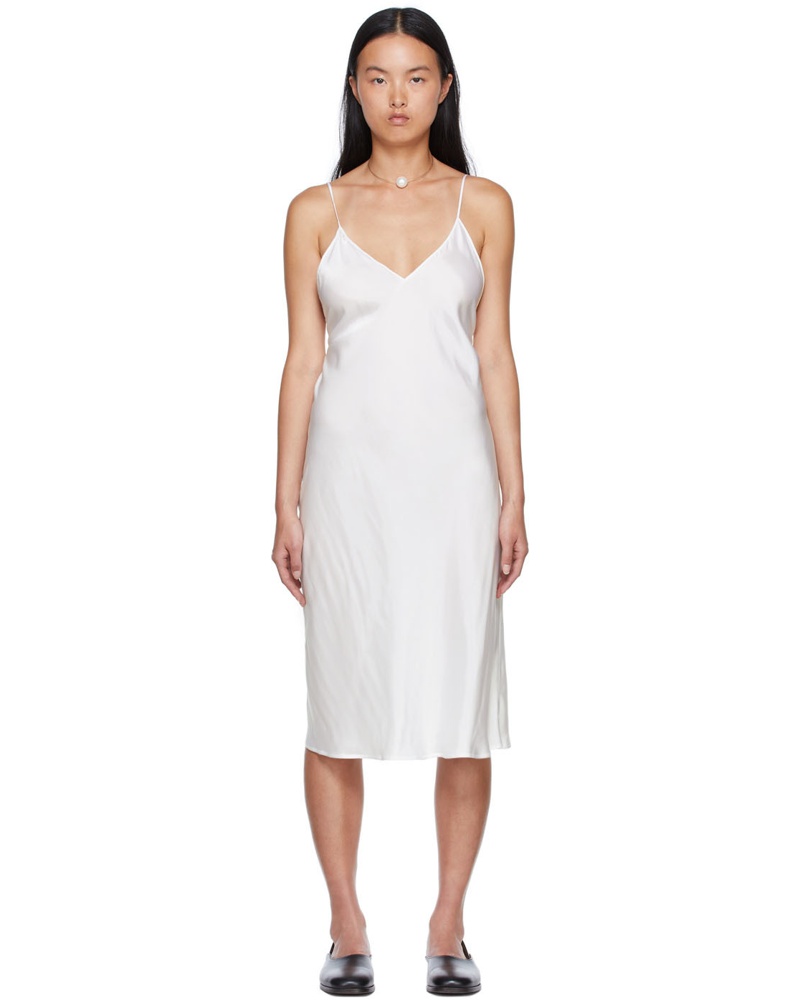 Jil Sander Damen White Viscose Midi Dress