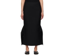 Black Patillon Midi Skirt