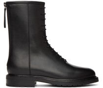Black Leather Combat Boots