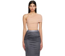 Beige Gathered Tank Top