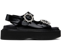 Black Beaded Platform Sandals