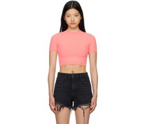 Pink Cropped Crystal T-Shirt