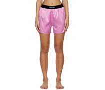 Pink Elasticized Pyjama Shorts