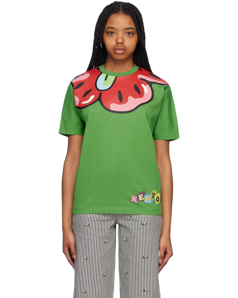 Kenzo Damen Green Paris Kimono T-Shirt