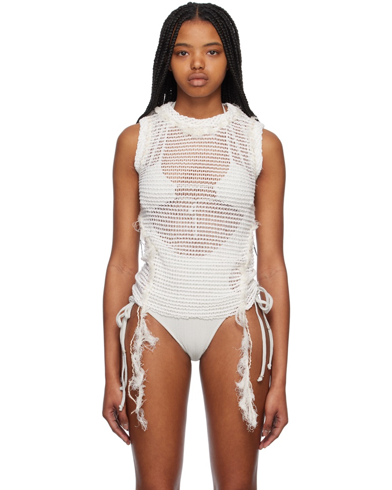 Hyein Seo Damen White Open Knit Tank Top