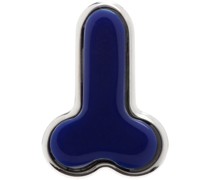 Silver & Blue Penis Stud Single Earring