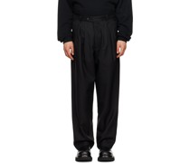 Black Three Pleat Trousers