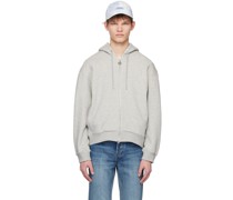 Gray Embroidered Hoodie