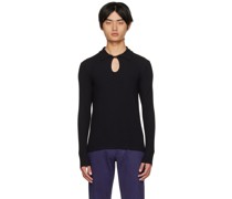 Black Keyhole Neck Polo