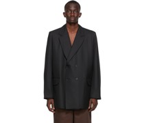 Black Double-Breasted Suit Blazer