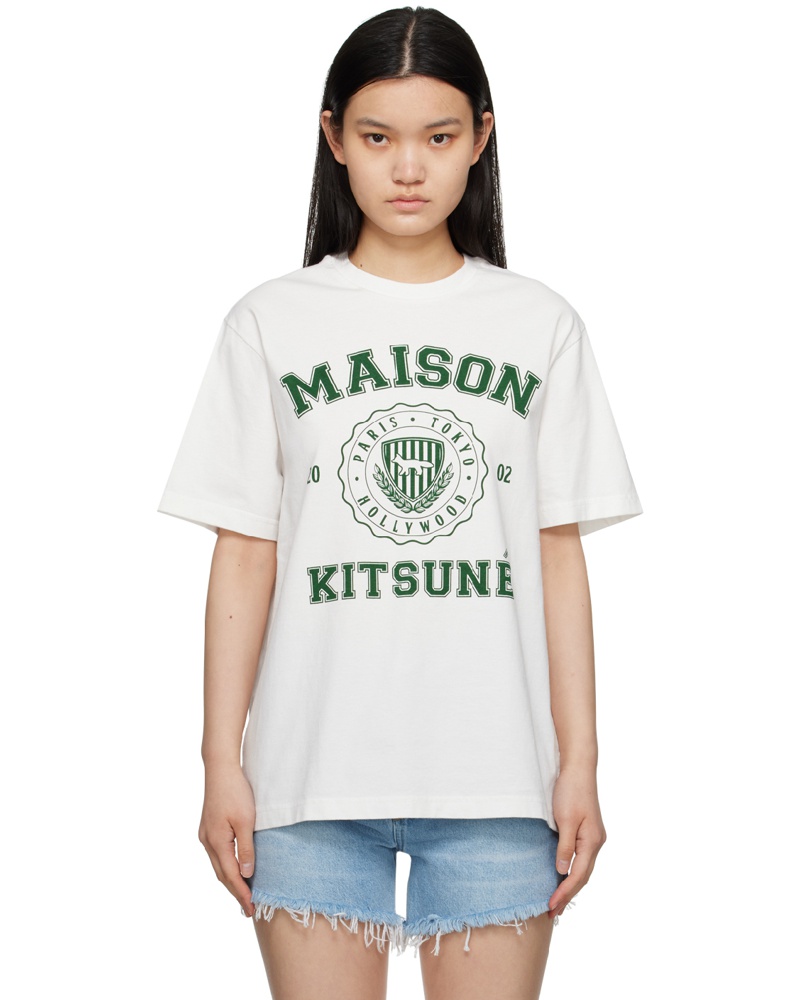 Kitsuné Damen White Hotel Olympia Edition Varsity T-Shirt