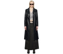 Black G-Filar Faux-Leather Trench Coat
