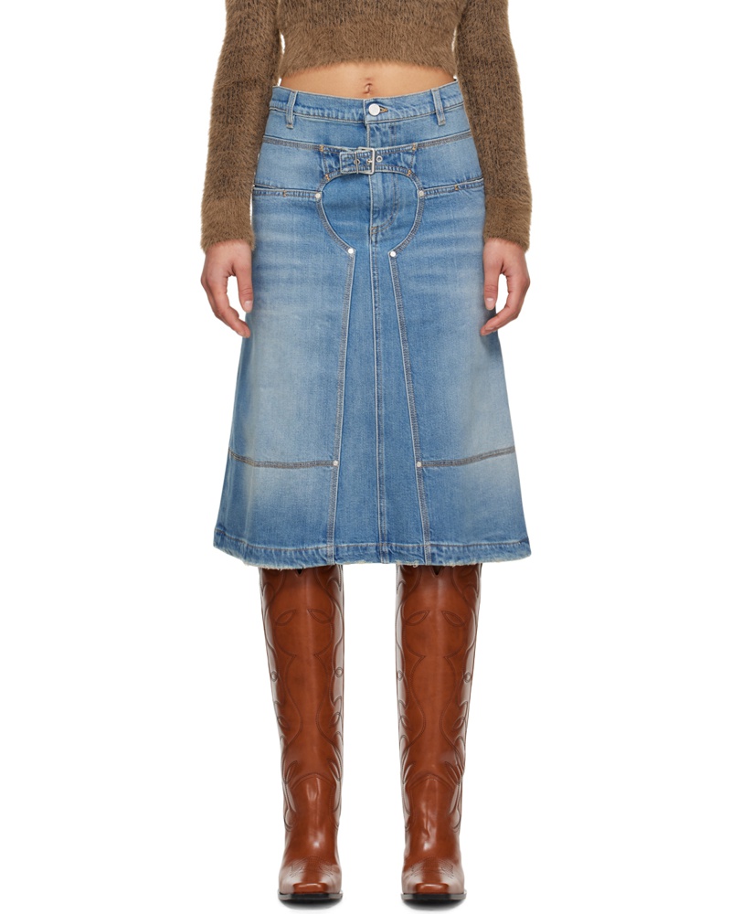 Stella McCartney Damen Blue Vintage Denim Midi Skirt