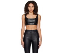 Black Cropped Wells Faux-Leather Tank Top