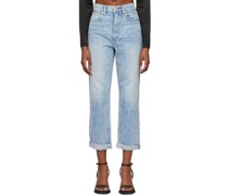 Blue High-Rise Relaxed Tapered Jeans