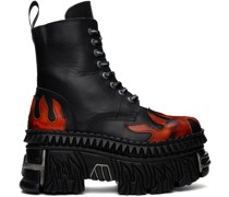 Black New Rock Edition Flame Combat Boots