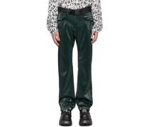 Green 'ATT1%TUDE' Always Glossy Faux-Leather Trousers