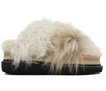 Brown Mix Faux-Fur Sandals