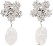 Silver Flower Quartz Earrings