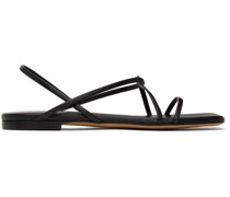 Black Square Strappy Flat Sandals