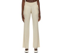 Beige Cashmere Wide-Leg Lounge Pants