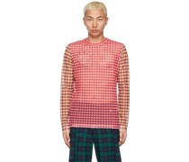 Red & Brown Mesh Andrew Gingham Long Sleeve T-Shirt