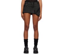 Black Raw Edge Denim Miniskirt