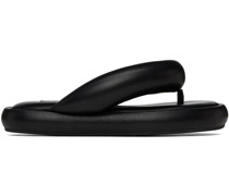 Black Vegan Leather 'Fluff Flops' Sandals