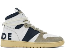 White & Navy Rhecess-Hi Sneakers