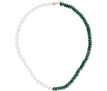Green & White Ocean Malachite Pearl Union Necklace