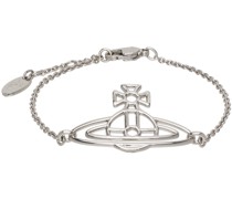 Silver Thin Lines Flat Orb Pendant Bracelet