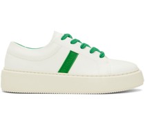 White & Green Sporty Mix Cupsole Sneakers