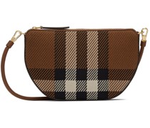 Brown Knit Olympia Check Shoulder Bag
