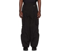 Black Curved Cargo Pants