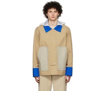 Beige & Blue Rubber Mac Rain Jacket