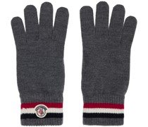 Gray Tricolor Knit Gloves
