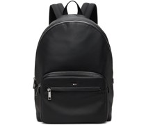 Black Faux-Leather Signature Details Backpack