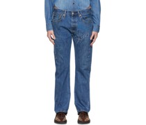 Blue Embroidered Jeans
