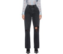 Black Lana Mid-Rise Vintage Straight Jeans