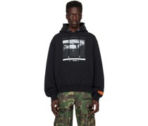 Black Misprinted Heron Hoodie