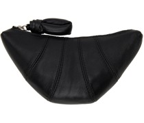 Black Leather Croissant Coin Pouch