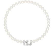 White 'MJ' Balloon Pearl Necklace