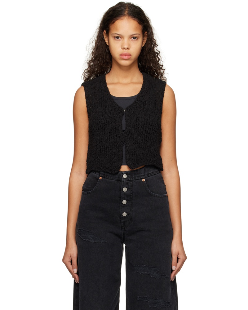 TheOpen Product Damen Black Open Knit Cardigan