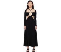 Black Ruched Drawstring Dress